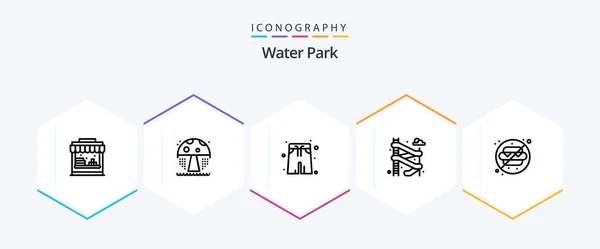 Water Park Line Icon Pack Including Park Park Water Food — Stock Vector
