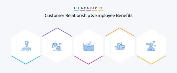 Customer Relationship Employee Benefits Blue Icon Pack Including Man Items — Stockvektor