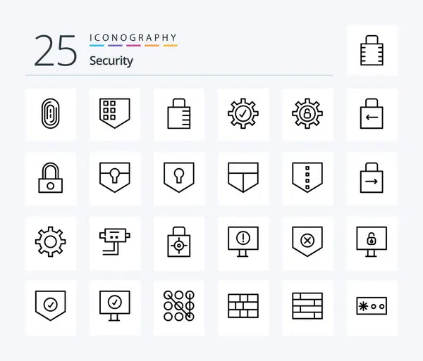 Security Line Icon Pack Including Lock Lock Pad Protect Key — Vettoriale Stock