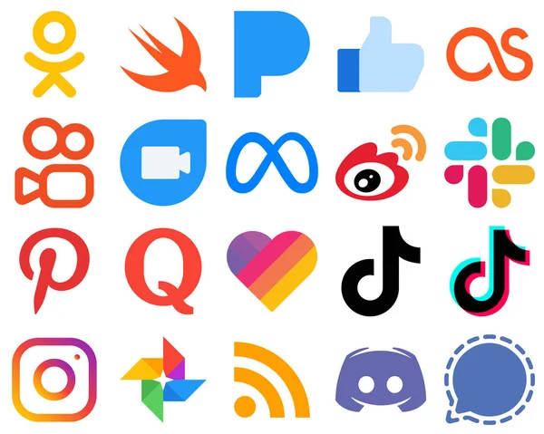 Material Design Flat Social Media Icons Question Pinterest Meta Slack — Stockvector