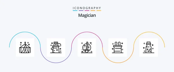 Magician Line Icon Pack Including Danger Bottled Trick Rabbit Witch — Wektor stockowy
