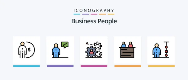 Business People Line Filled Icon Pack Including Employee Abilities Person — Wektor stockowy