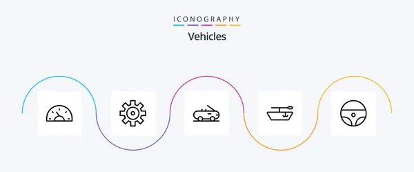 Vehicles Line Icon Pack Including Cabriolet Steering — Stockvector