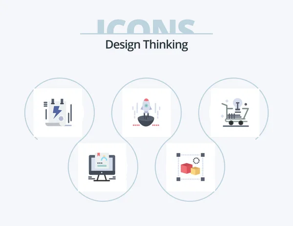 Design Thinking Flat Icon Pack Icon Design Business Launch Processing — Wektor stockowy