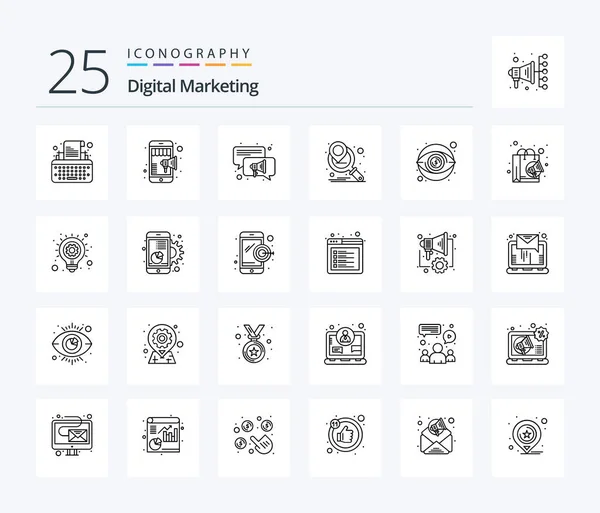 Digital Marketing Line Icon Pack Including Money View Conversation Eye — Stock Vector