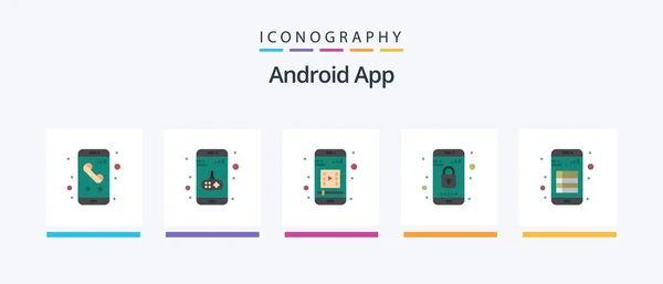 Android App Flat Icon Pack Including Book Phone Mobile Mobile — Stockvector