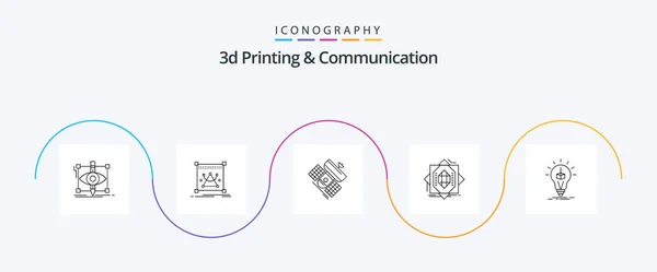 Printing Communication Line Icon Pack Including Fabrication Abstract Object Telecommunication — Wektor stockowy