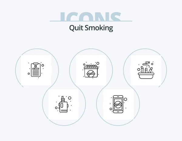 Quit Smoking Line Icon Pack Icon Design Put Cigarette Health — Stock Vector
