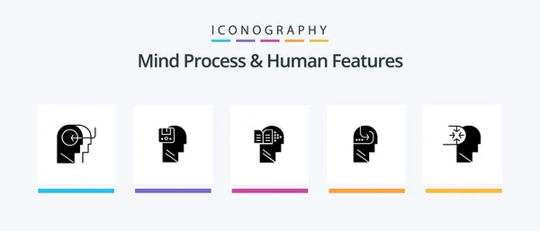 Mind Process Human Features Glyph Icon Pack Including Mind Mind — Stockvektor