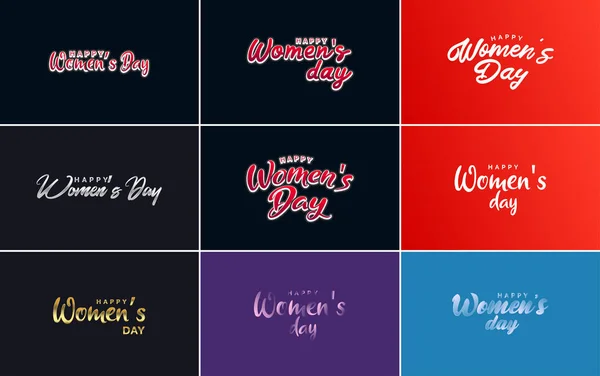 International Women Day Greeting Card Template Floral Design Hand Lettering — Vector de stock