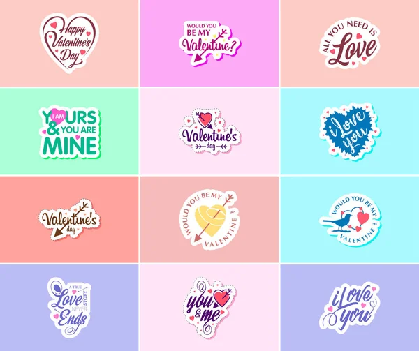 Valentine Day Graphics Stickers Share Your Love Affection — Stockvector