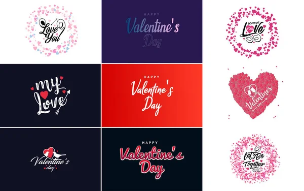 Love You Hand Drawn Lettering Heart Design Suitable Use Valentine — Vetor de Stock