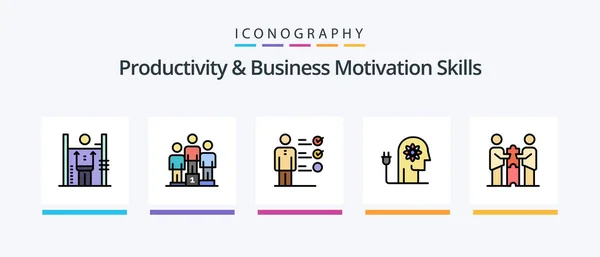Productivity Business Motivation Skills Line Filled Icon Pack Including Encourage — Image vectorielle