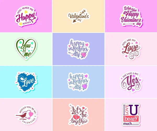 Valentine Day Time Love Beautiful Visual Stickers — Vector de stock