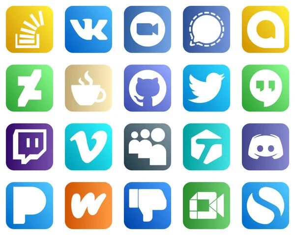 Stylish Social Media Icons Github Streaming Caffeine Google Allo Icons — Stock Vector