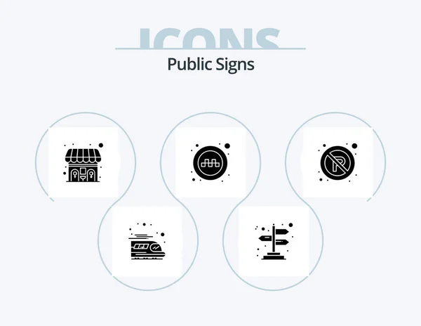 Public Signs Glyph Icon Pack Icon Design Regulatory Parking Taxi — Stock Vector