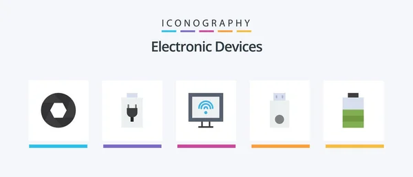 Devices Flat Icon Pack Including Electric Technology Internet Products Dongle — Stock vektor