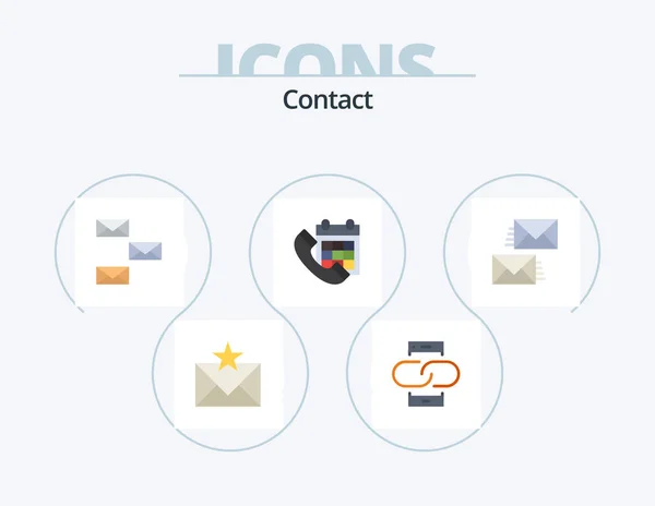 Contact Flat Icon Pack Icon Design Звони Дуршлаг Сообщение Конверт — стоковый вектор