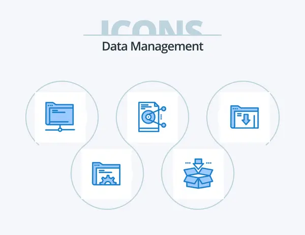 Data Management Blue Icon Pack Icon Design Server Sharing Data — Stok Vektör