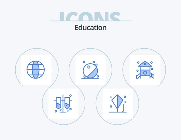 Education Blue Icon Pack Icon Design System Planet Summer Orbit — Stockvector