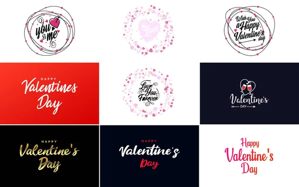 Red Flat Design Valentine Day Label Pack — Vettoriale Stock