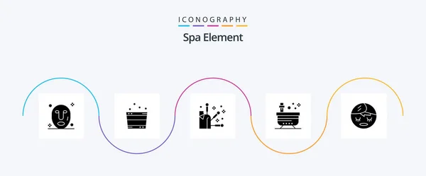 Spa Element Glyph Icon Pack Including Element Spa Spa Yoga — Stockový vektor