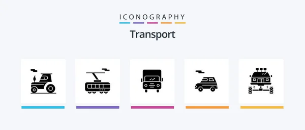 Transport Glyph Icon Pack Including Bike Vehicle Auto Transport Auto — Stok Vektör