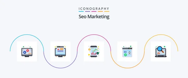 Seo Marketing Flat Icon Pack Including Seo Marketing Market Internet — Stok Vektör