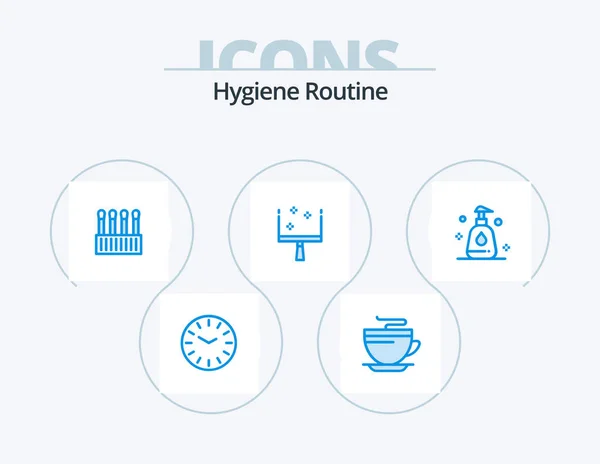 Hygiene Routine Blue Icon Pack Icon Design Spray Buds Cleaning — Stok Vektör
