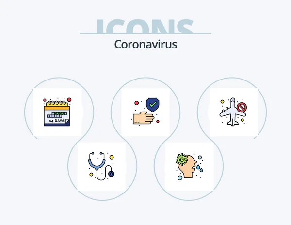 Coronavirus Line Filled Icon Pack Icon Design Cruise Call Packet — Vettoriale Stock