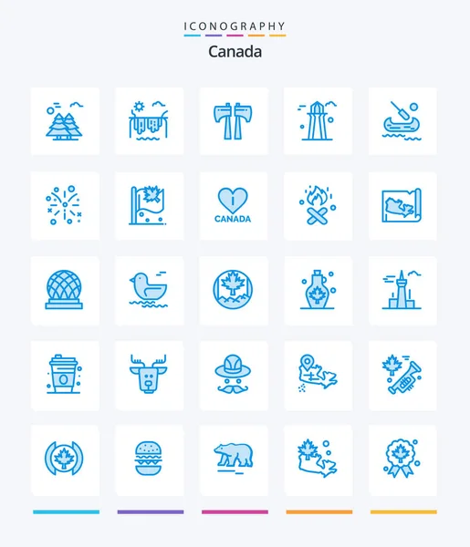 Creative Canada Blue Icon Pack Kayak Building Canada Canada Tower — Stockvector