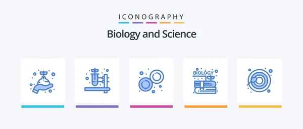 Биология Blue Icon Pack Including Sperm Клетки Лаборатория Знания Содержание — стоковый вектор