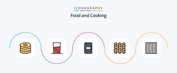 Food Line Filled Flat Icon Pack Including Pasta Food Set — Wektor stockowy