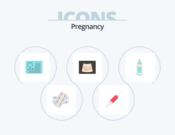 Pregnancy Flat Icon Pack Icon Design Healthcare Vaccine Cardiology Stethoscope — Stock Vector