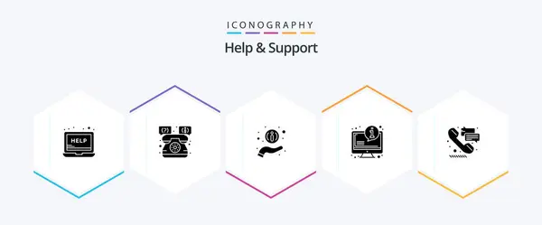 Help Support Glyph Icon Pack Including Support Help Help Information — Vector de stock