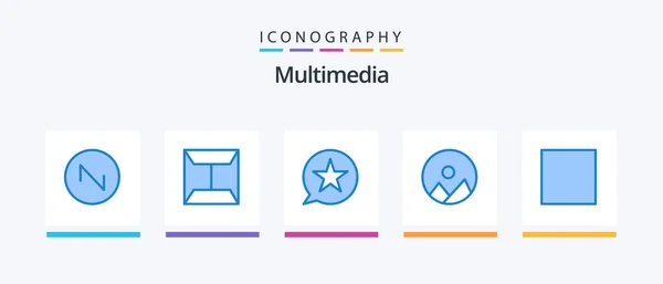Multimedia Blue Icon Pack Including Player Media Message Control Nature — Stockvektor