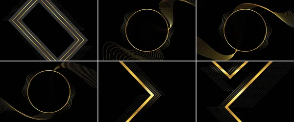 Black Luxury Background Golden Ribbon Elements Glitter Light Effect Decoration — Stock Vector