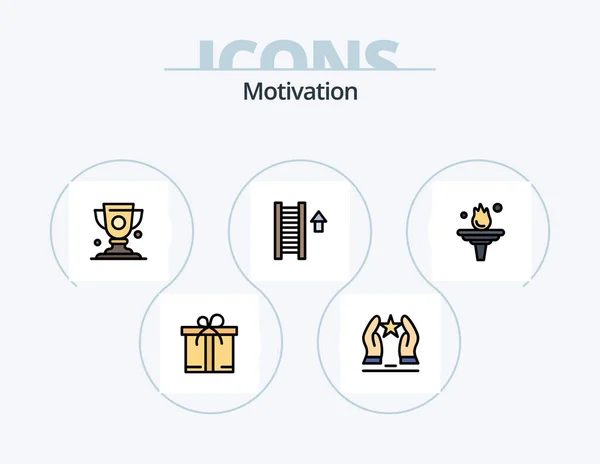 Motivation Line Filled Icon Pack Icon Design Text Health Bag — Stock Vector