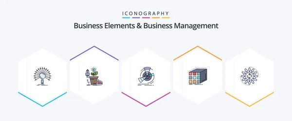 Business Elements Business Managment Filledline Icon Pack Including Cube Abstract — 图库矢量图片