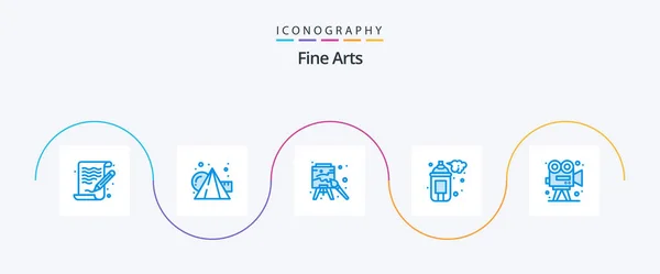 Fine Arts Blue Icon Pack Including Camera Paint Easel Arts — Stock Vector