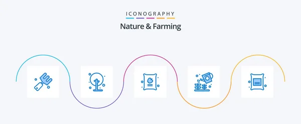 Nature Farming Blue Icon Pack Including Branch Sprinkier Farming Nature — Wektor stockowy