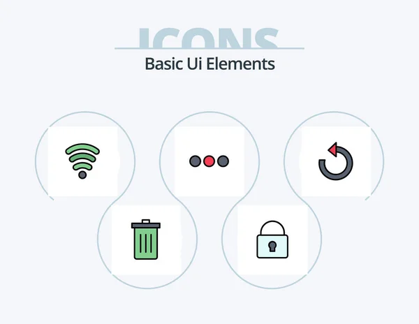 Basic Elements Line Filled Icon Pack Icon Design Sharing Web — Stockový vektor
