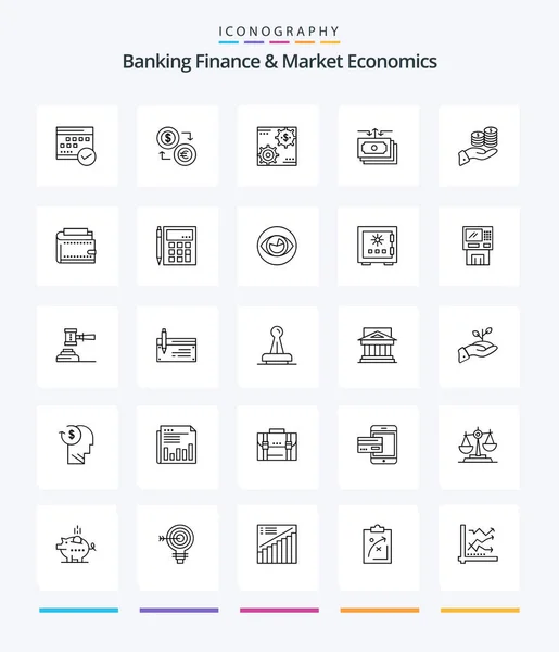 Creative Banking Finance Market Economics Outline Icon Pack Earnings Revenue — Image vectorielle