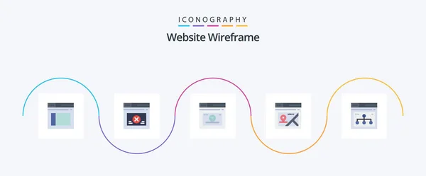 Website Wireframe Flat Icon Pack Including Website Web Web Internet — Image vectorielle
