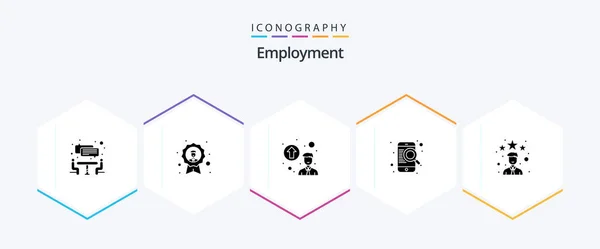 Employment Glyph Icon Pack Including Rating Best Personal Gradation Online — Image vectorielle