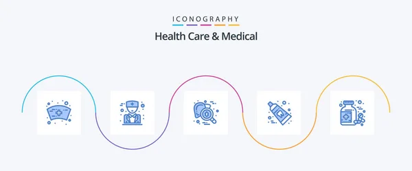 Health Care Medical Blue Icon Pack Including Pills Bottle Organ — Wektor stockowy