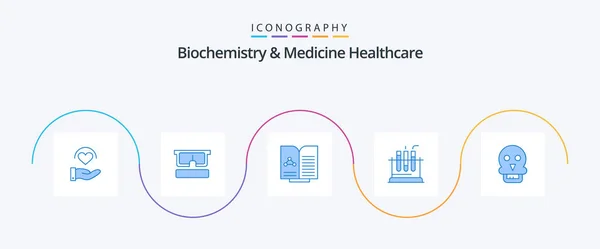 Biochemistry Medicine Healthcare Blue Icon Pack Including Skull Death Medical — Wektor stockowy