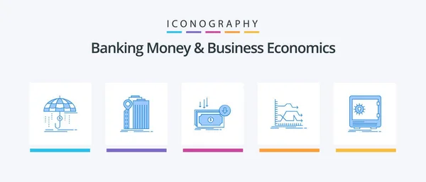 Banking Money Business Economics Blue Icon Pack Including Forward Money — Stockový vektor