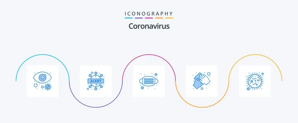 Coronavirus Blue Icon Pack Including Corona Wash Face Hygiene Clean — Stockvektor