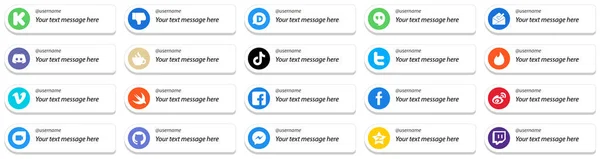 Follow Social Network Platform Card Style Icons Custom Message Option — Stockvektor
